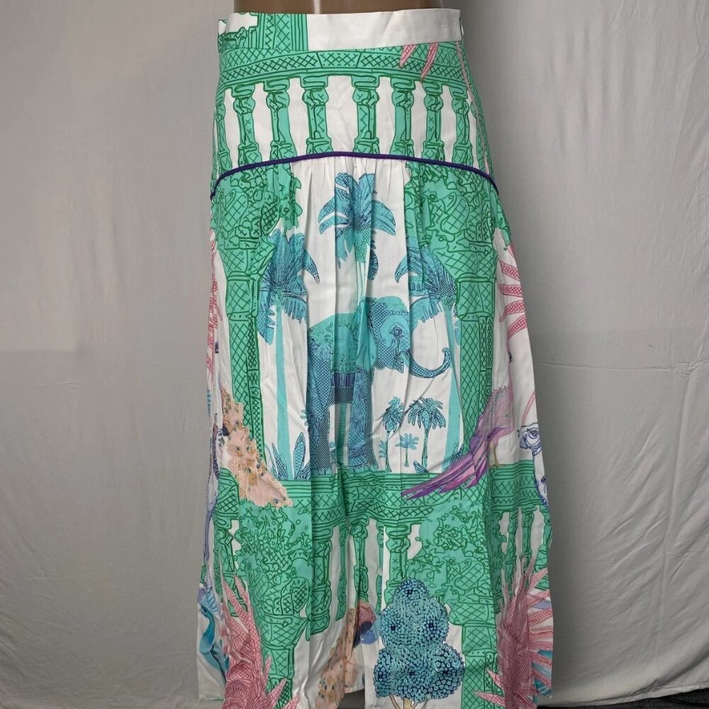 Oops Cool Women’s Garden Printed Maxi Skirt Size M – White/Multi Cotton